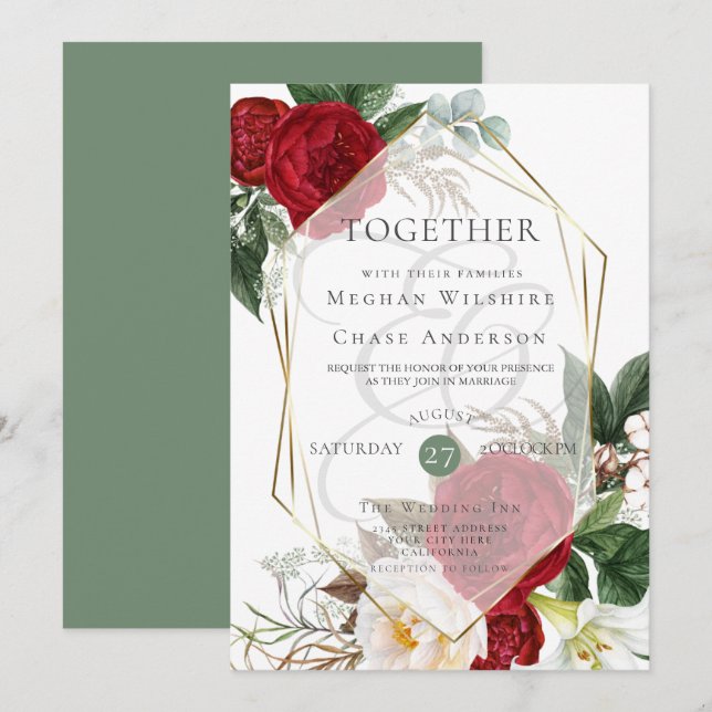 Faire-part de mariage | Flore d'araignée et d'ivoi (Devant / Derrière)