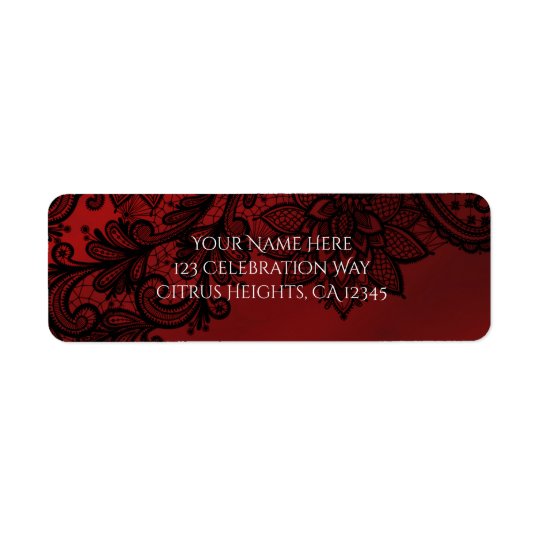 Faire-part de mariage foncé rouge et noir de Goth Étiquettes D’adresse Retour