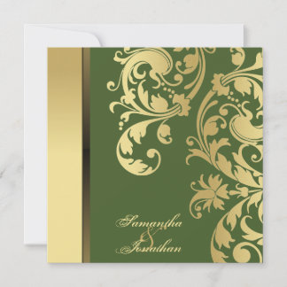 faire-part de mariage Forest Green Gold Floral