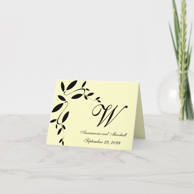 Faire-part de mariage Formel Des Feuilles Noirs Et (Devant)