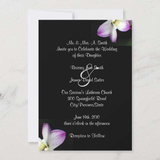 Faire-part de mariage formel d'orchidée (Devant)