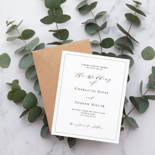 Faire-part de mariage formelle verte