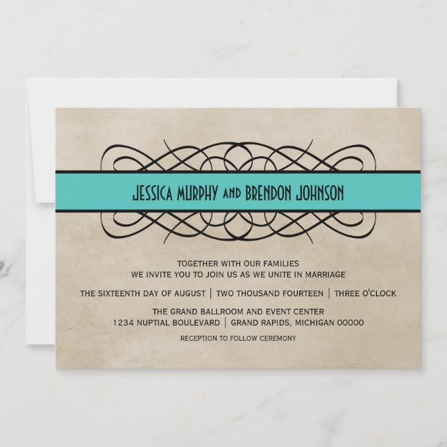 Faire-part de mariage frontalier Aqua Floury (Devant)