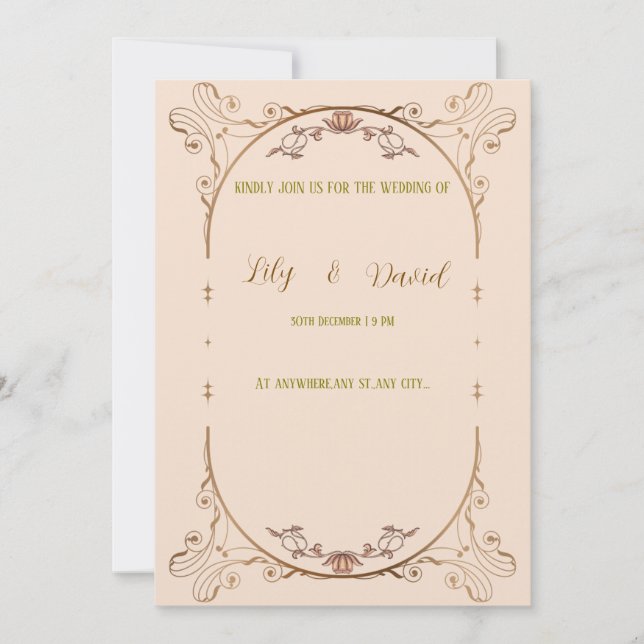 Faire-part de mariage frontalier Art nouveau. (Devant)