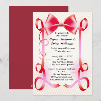Faire-part de mariage frontalier de la Bow rouge e
