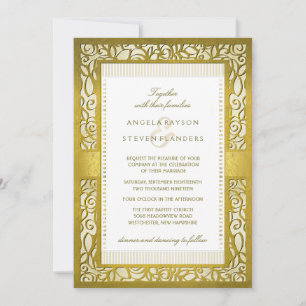 Faire-part de mariage frontalier Golden Regal Deco