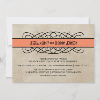 Faire-part de mariage frontalier orange
