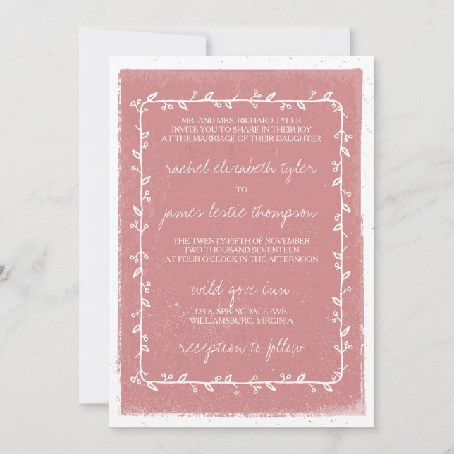 Faire-part de mariage frontalier romantique aquare (Devant)
