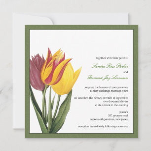 Faire-part de mariage frontière verte des tulipes