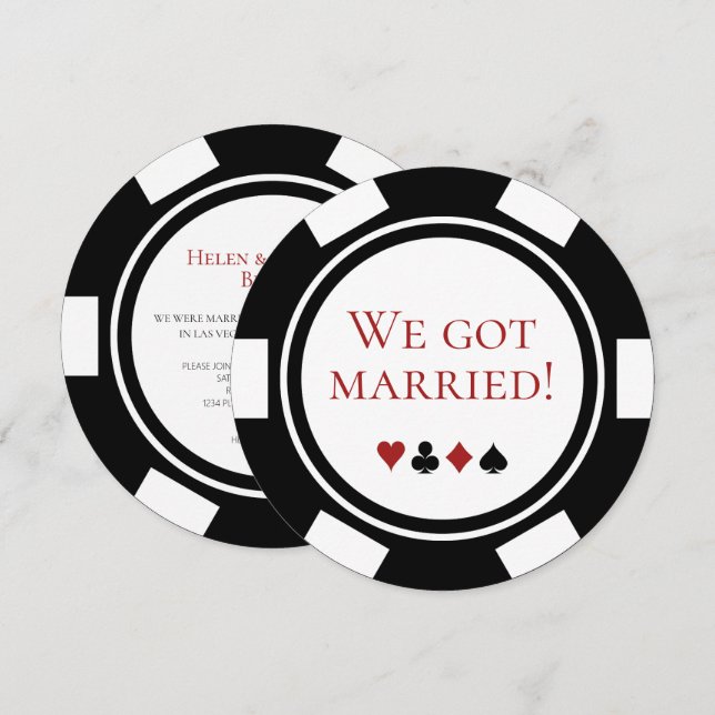 Faire-part de mariage fugace à Las Vegas Poker (Devant / Derrière)