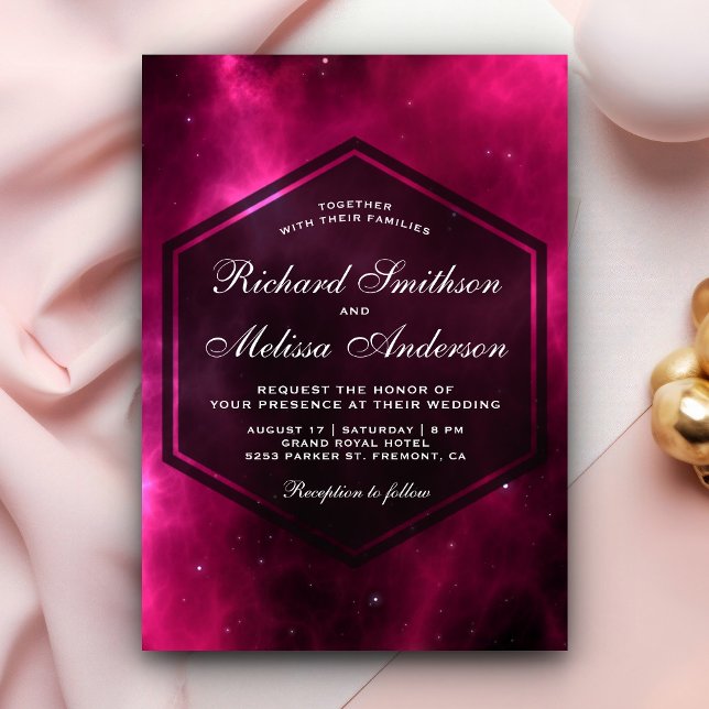 Faire-part de mariage Galaxie Espace Rose Chaude M (Créateur téléchargé)