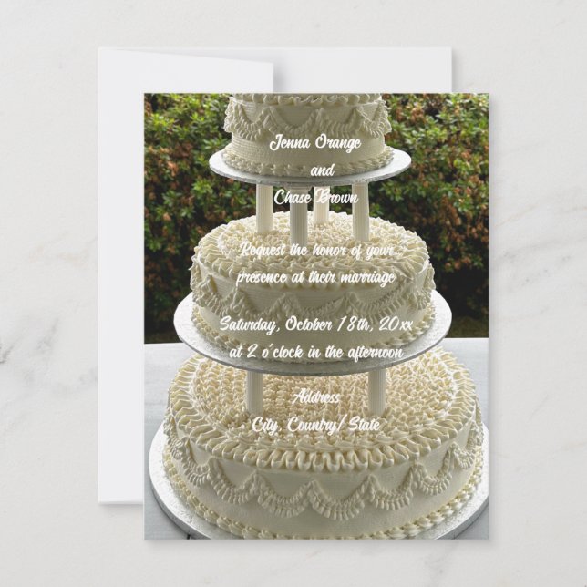 Faire-part de mariage Gâteau de mariage en ivoire (Devant)
