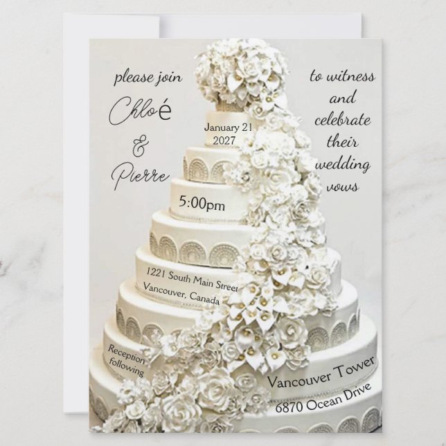faire-part de mariage "gâteau Mariage orange" (Devant)