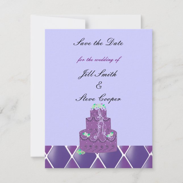 Faire-part de mariage Gâteau Mariage Violet (Devant)