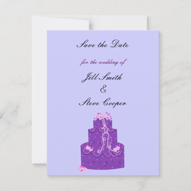 Faire-part de mariage Gâteau Mariage Violet (Devant)
