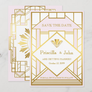 Faire-part de mariage, Gatsby le Magnifique, or bl