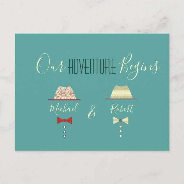 Faire-part de mariage gay coloré (Devant)