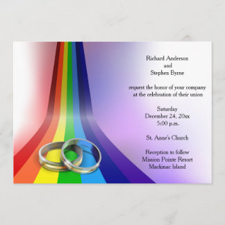 Faire-part de mariage Gay Rainbow et Rings