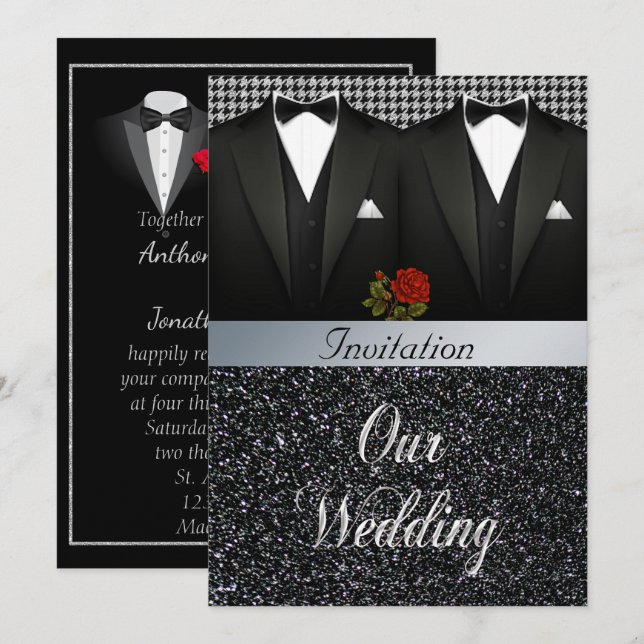 Faire-part de mariage Gay Tuxedo (Devant / Derrière)