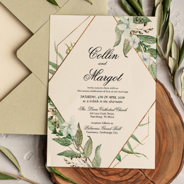 Faire-part de mariage Géométrie Verte (Créateur téléchargé)