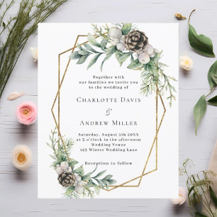 Faire-part de mariage géométrique du pin cône