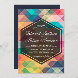 Faire-part de mariage géométrique en mosaïque vive