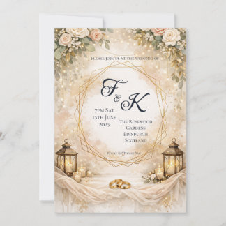 Faire-part de mariage géométrique en or rose pêche