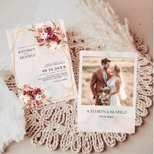 Faire-part de mariage géométrique floral Boho Bour