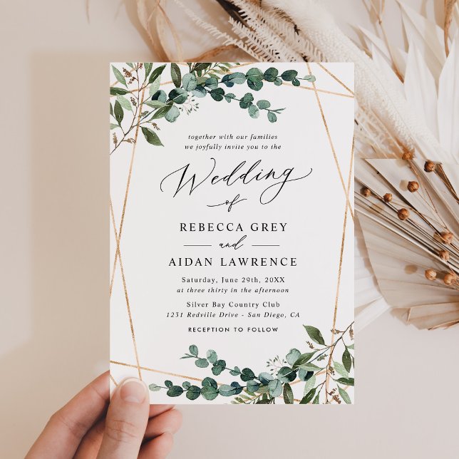 Faire-part de mariage géométrique Or moderne (Créateur téléchargé)