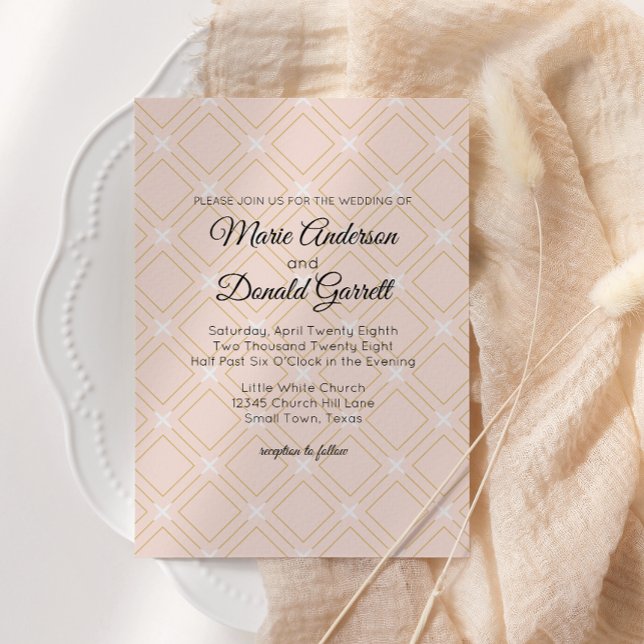 Faire-part de mariage géométrique pêche pastel et  (Créateur téléchargé)