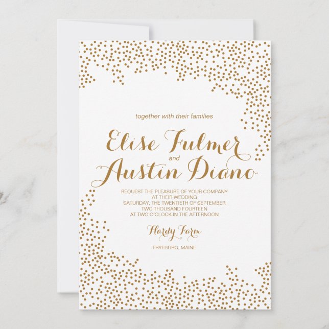 Faire-part de mariage Gold Confetti (Devant)