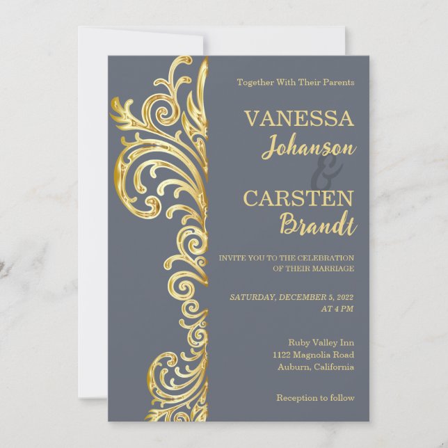 Faire-part de mariage Gold Crest (Devant)