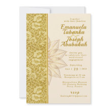 Faire-part de mariage Gold Kente avec détails sur 
