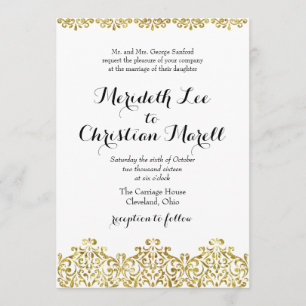 Faire-part de mariage Gold Lace Calligraphie