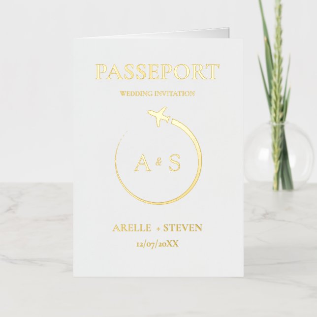 Faire-part de mariage Gold Passport (Recto)