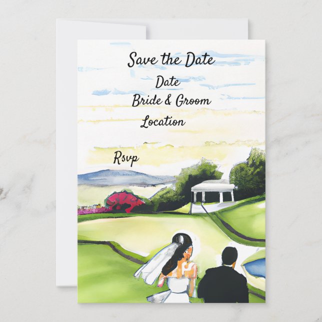 Faire-part de mariage Golf Save the date  Aquarell (Devant)