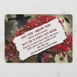Faire-part de mariage gothique de Raven Red Tree