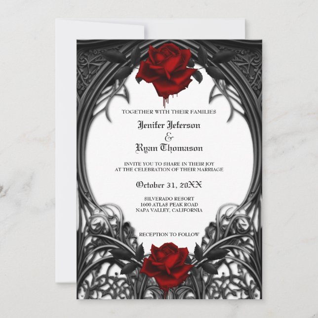 Faire-part de mariage gothique d'Halloween (Devant)