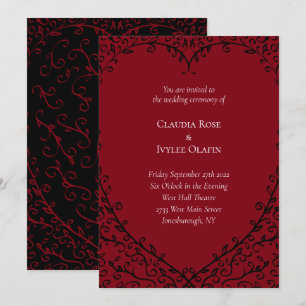 Faire-part de mariage gothique du Coeur rouge et n