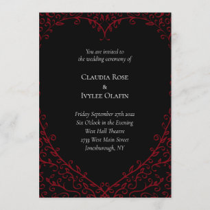 Faire-part de mariage gothique du Coeur rouge et n