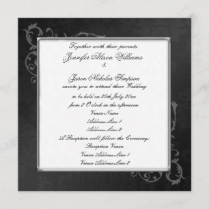 Faire-part de mariage gothique élégant dans noir