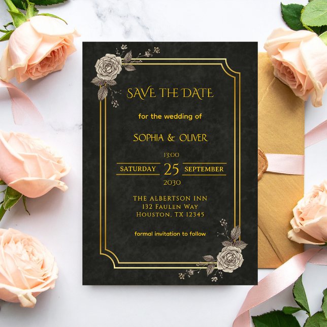Faire-part de mariage gothique élégant Dark Academ (Créateur téléchargé)