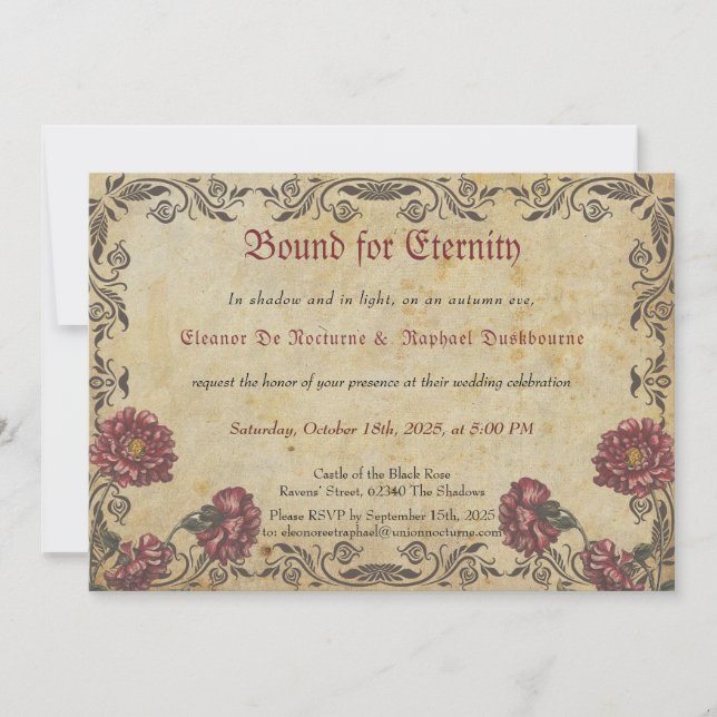 Faire-part de mariage gothique - Fleurs sombres vi (Devant)