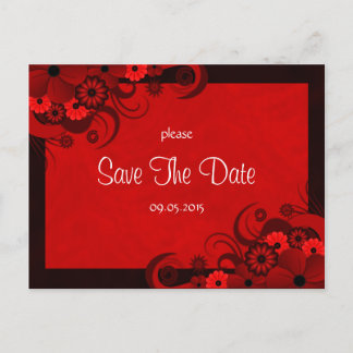 Faire-part de mariage gothique floral rouge foncé