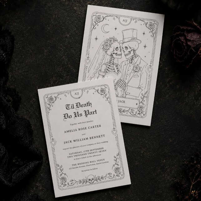 Faire-part de mariage gothique Halloween Till Deat (Créateur téléchargé)