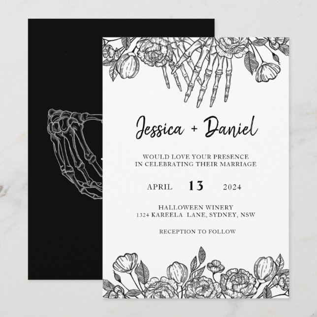 Faire-part de mariage gothique jusqu'à la mort (Devant / Derrière)