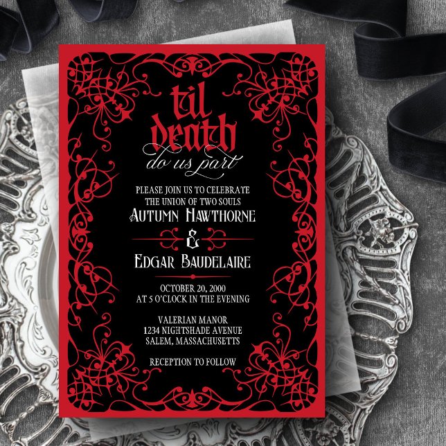 Faire-part de mariage gothique jusqu'à la mort rou (Créateur téléchargé)