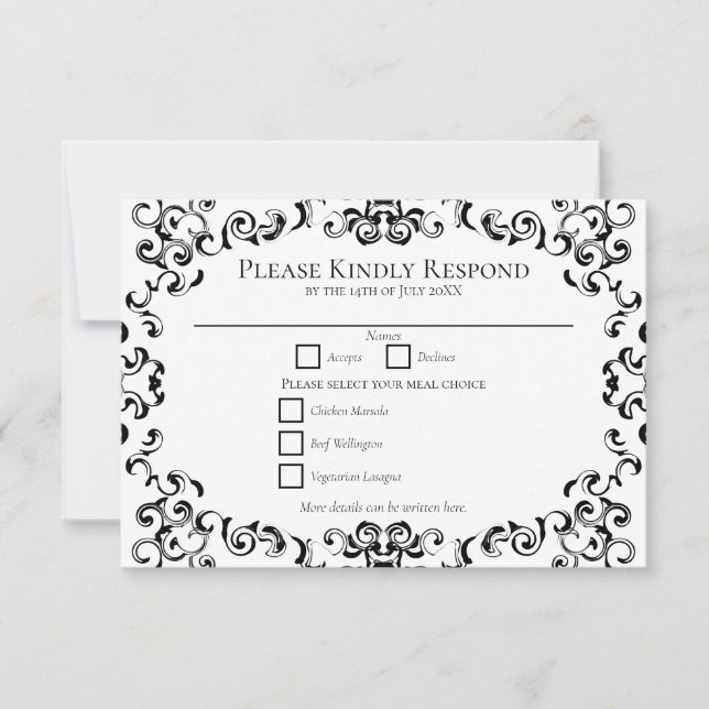 Faire-part de mariage gothique noir et blanc (Devant)