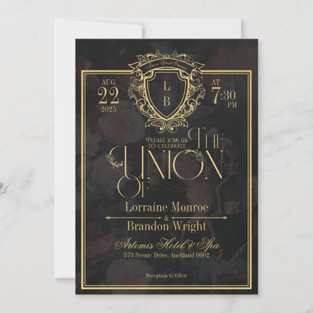 Faire-part de mariage gothique romantique de luxe (Devant)