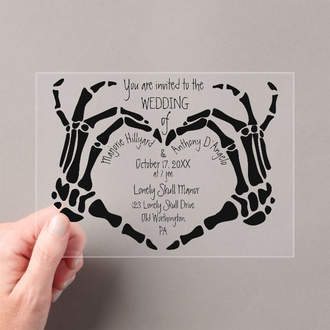 Faire-part de mariage gothique squelette mains en  (In situ (ordinateur de poche))